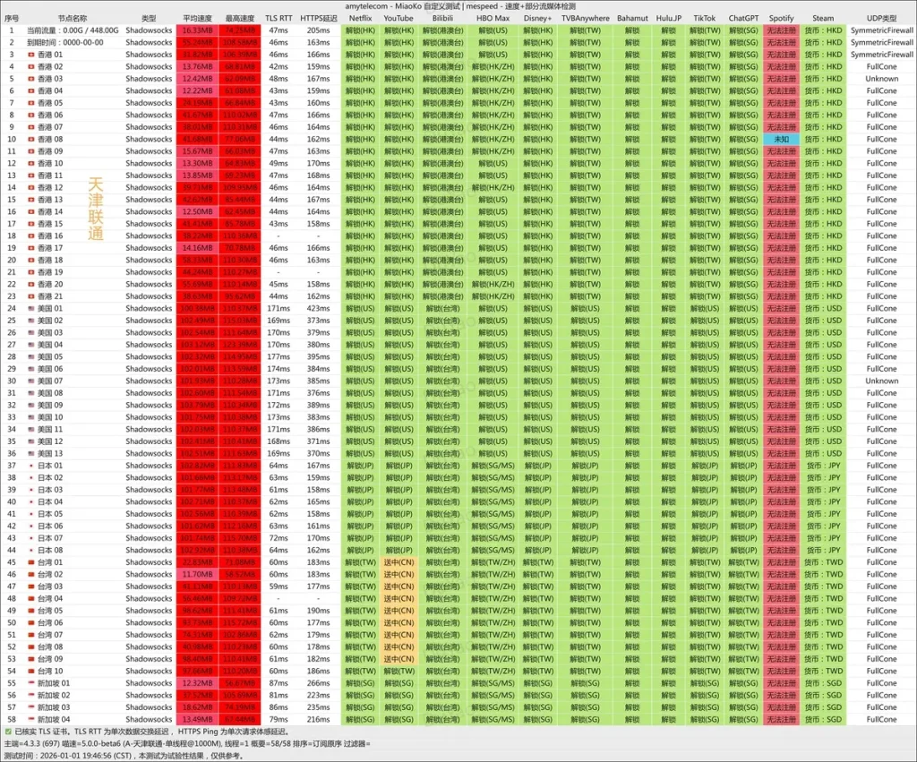 AmyTelecom-机场测速-流媒体解锁能力